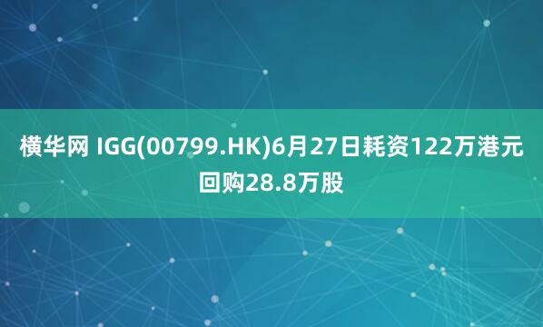 横华网 IGG(00799.HK)6月27日耗资122万港元回购28.8万股