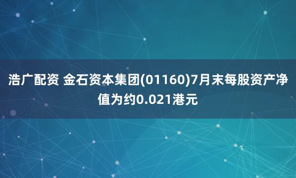 浩广配资 金石资本集团(01160)7月末每股资产净值为约0.021港元
