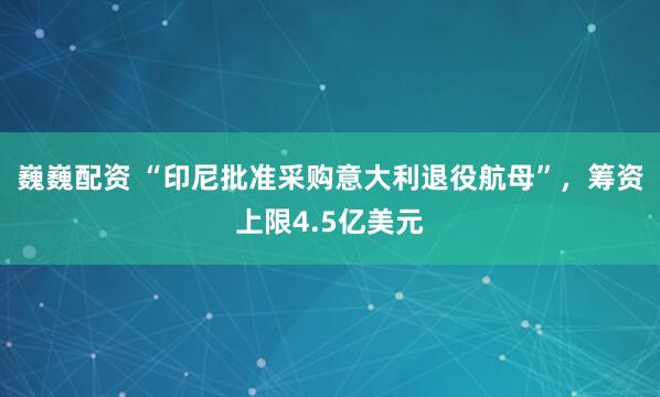 巍巍配资 “印尼批准采购意大利退役航母”，筹资上限4.5亿美元