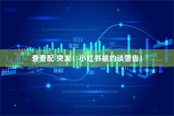 查查配 突发！小红书被约谈警告！